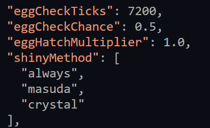 Config file showing masuda and crystal methods setup