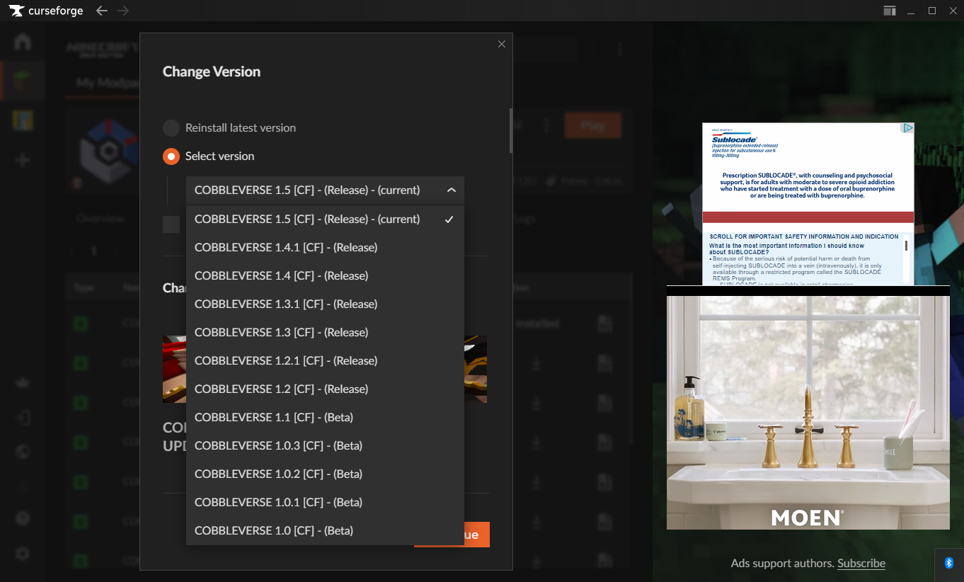 CurseForge update step 4