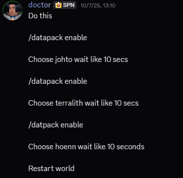 Commands for enabling datapacks in-game