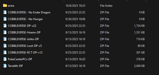 Datapacks in file explorer moved out of extra folder