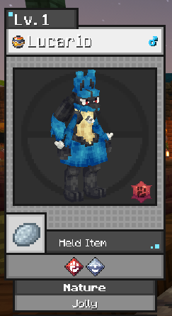 Lucario holding Everstone
