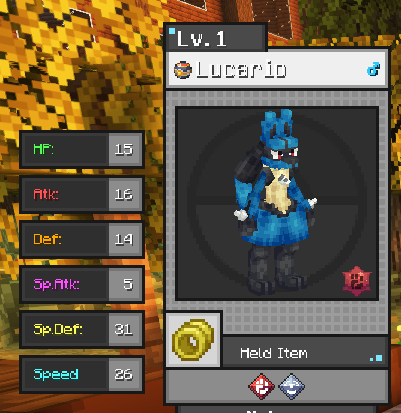 Lucario holding Power Band