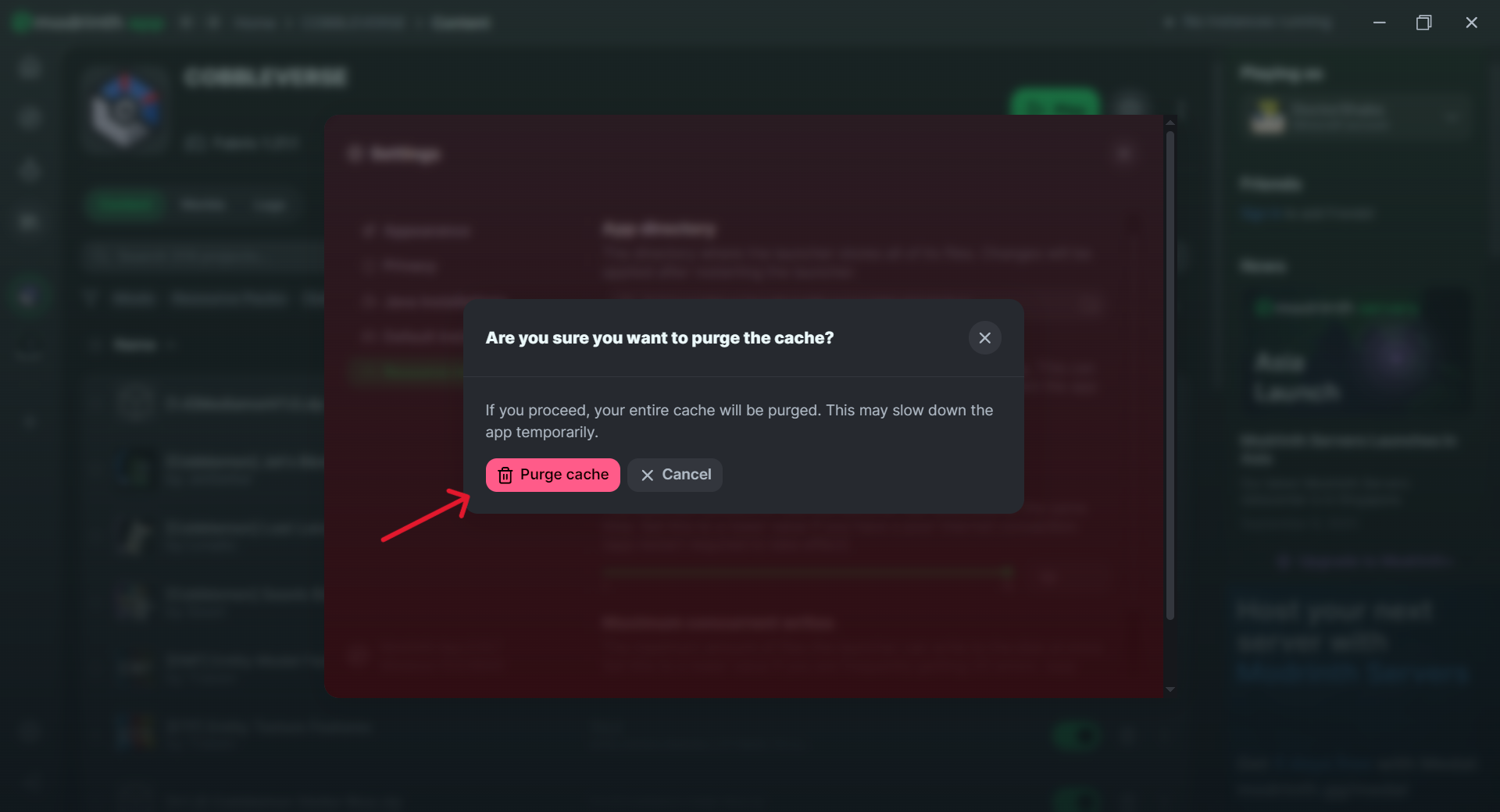 Purge cache step 3