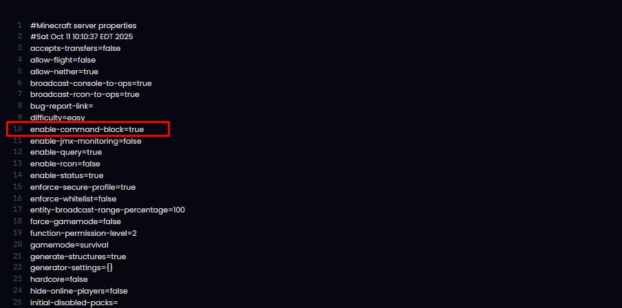 Server properties file